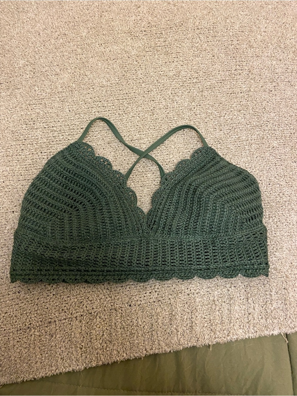Hollister Crochet Swim Top in Green